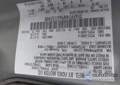 2006 Ford Crown Victoria Lx/Lx Sport из США, поврежденный, VIN 2FAFP74W96X132400